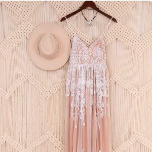Blush and lace maxi dress